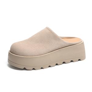 O.L Женские противоскользящие противоударные тапочки с закрытым носком бежевые, цвет Beige