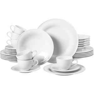 Комплект посуды Набор посуды, серия Beat Посуда, тарелки, чашки, рифленый декор, 30 предметов, на 6 персон Seltmann Weiden, белый