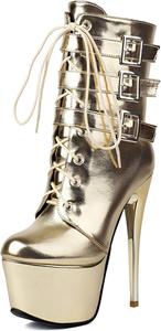 Ботинки для танцев на платформе Polo, женские, до щиколотки, высота каблука 6 дюймов / 15,5 см Ceciloroda, Gold
