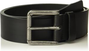 Мужской ремень BOSS из текстурированной кожи с фирменной роликовой пряжкой, Galaxy Black