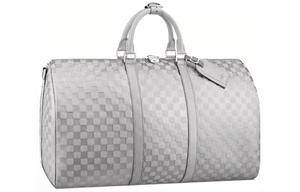 LOUIS VUITTON Сумка Keepall 50B с блестками серебристого цвета