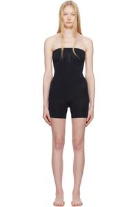Черный бесшовный Sculpt Shortie Bodysuit без бретелек SKIMS