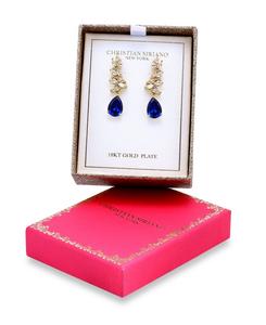 Позолоченные серьги-подвески с кубическими цирконами огранки маркиз Christian Siriano New York, Blue