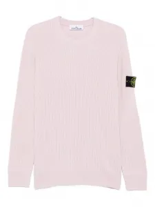 Ребристый свитер с круглым вырезом Stone Island, розовый