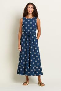 Джинсовое платье-макси с ромашками и вышивкой Brakeburn, синий