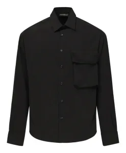 Черная рубашка с короткими рукавами на пуговицах Giuliano Galiano, черный