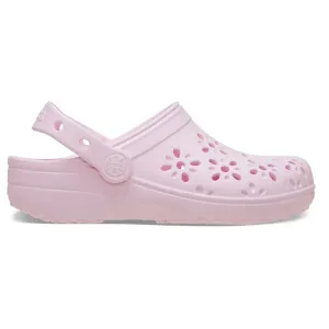 Детские классические цветочные вырезанные сабо K Crocs Clogs, розовый