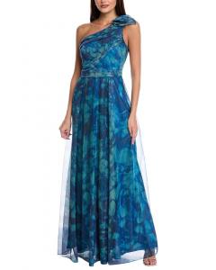 Платье Rene Ruiz с одним плечом из органзы, синий