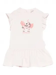 Платье с оборками и графическим принтом Moncler Enfant, розовый