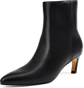 Женские ботильоны GENSHUO с заостренным носком, на низком каблуке 2,36 дюйма, с боковой молнией, осенне-зимние короткие ботинки под платье, Matte Black