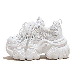 Женские кроссовки с низким верхом и массивной подошвой, нескользящие, износостойкие, дышащие, увеличивающие рост Shangjinni, White