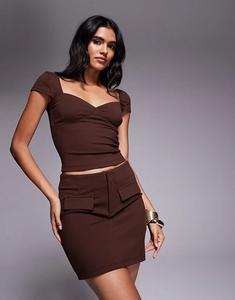 Структурированный топ-понте от ASOS DESIGN шоколадного цвета