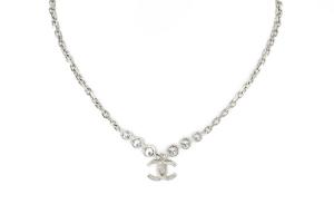 Женское колье со стразами CHANEL, серебро