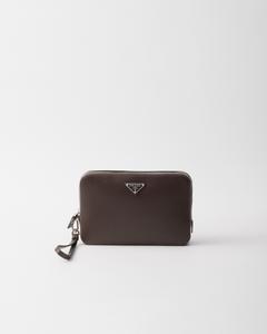 Клатч из сафьяновой кожи Prada, коричневый