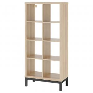 Стеллаж с подстольем KALLAX IKEA, 77x164 см, цвет white stained oak effect/black