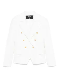 Двубортный блейзер Balmain Kids, белый