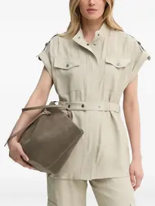 Рубашка с поясом и накладными карманами Bruuns Bazaar, нейтральный