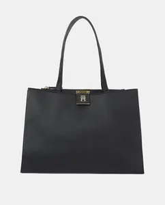 Сумка-тоут с металлическим логотипом Tommy Hilfiger, черный