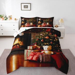 Erosebridal Комплект постельного белья с новогодним принтом для детей, Patina Green