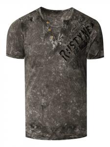 Футболка с V-образным вырезом, стираная отделка, боковой логотип, антрацитовый цвет Rusty Neal