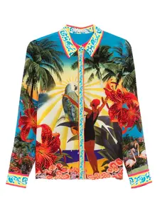 Шелковая рубашка Willa с принтом Alice + Olivia, зеленый