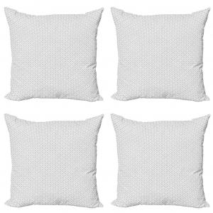 ABAKUHAUS Vintage Набор чехлов для подушек (4 предмета), ностальгический круглый квадрат, современная двусторонняя цифровая печать, 45 см x 45 см, бледно-серый белый