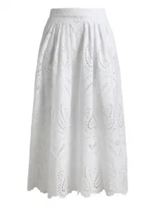 Юбка миди с английской вышивкой Etro, белый