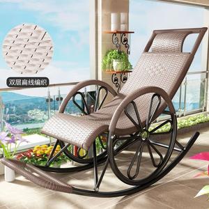 Fantasy Кресло-качалка из ротанга с колесиками, двойной слой, серебристо-серый