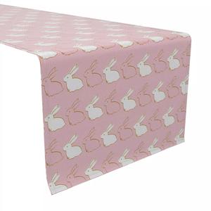 Настольная дорожка, 100 % хлопок, 16x90 дюймов, кролики с золотистым контуром.