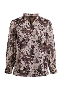 Блуза Zizzi MIT FLORALEM, Black W Flower Aop/Brown