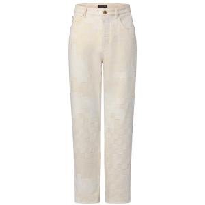 Луи Виттон Демофлейдж Жаккардовые Джинсовые Скейтерские Штаны Экрю