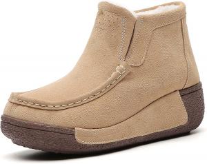 Женские зимние сапоги на хлопковой подкладке с теплой меховой внутренней частью, удобные для прогулок и повседневной носки Generic, Khaki