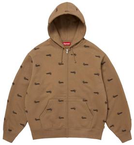Толстовка Supreme Repeat Script на молнии с капюшоном, коричневый