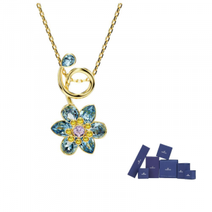 Swarovski Колье из искусственного кристалла, сплава, посеребренные, позолоченные, унисекс, синие