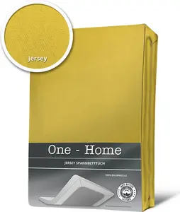 Простыня на резинке 180x200 см - 200x220 см, желтая трикотажная, для кровати с пружинным блоком, водяного матраса One-Home