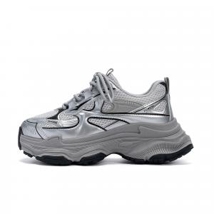 HUANQIU Женские кроссовки Mesh Coverage Lightweight Height Increasing Low top Chunky Silver Gray