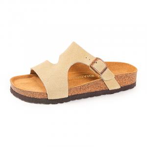 Khadgar Женские слайдеры с резиновой подошвой EVA и пробковой стелькой, бесшумные, противоскользящие, устойчивые к истиранию, светло-бежево-желтые, цвет Light Beige Yellow