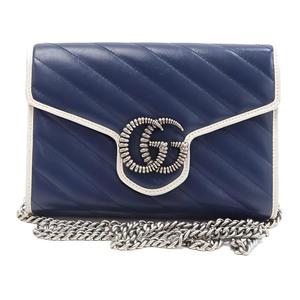 GUCCI Кожаный кошелек GG Marmont Сумка через плечо Мини кроссбоди Женская сине-белая