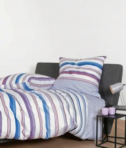 Сатиновое постельное белье Janine Mako J.D. 87094 Виноградный микс дымка синий 200х220 см + 80х80 см Original Janine