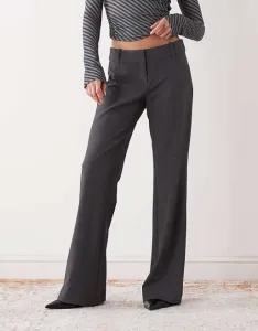 Расклешенные брюки строгого кроя Weekday темно-серого меланжа