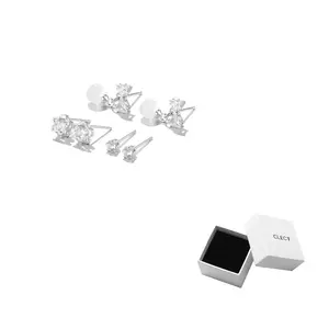 Clect Серьги-гвоздики из серебра 925 пробы для женщин Silver