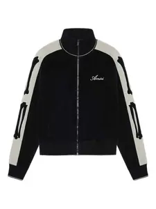 Облегающий пиджак из шерсти цвета кость Amiri, черный