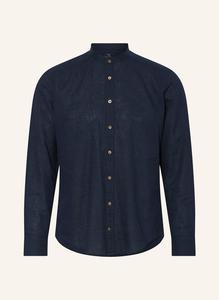 Рубашка современного кроя с воротником-стойкой и льном Strokesman'S, синий