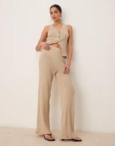 Широкие полупрозрачные трикотажные брюки ASOS DESIGN цвета песочного камня