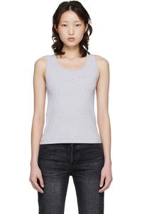 Maison Kitsuné Ребристый топ с изображением серого лисенка