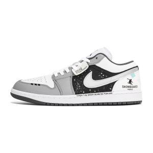 Jordan Air 1 нескользящие износостойкие низкие винтажные баскетбольные кроссовки Unisex White Gray Black