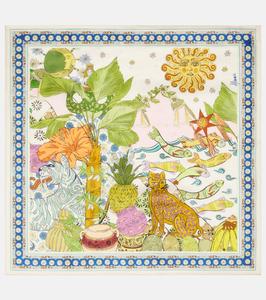 Шелковый твиловый шарф с принтом "лесной орех" Alémais, разноцветный