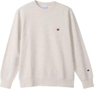 Мужская флисовая толстовка Champion с длинными рукавами и круглым вырезом, с вышитым логотипом, базовый размер C3-W001Z, овсянный/коричневый