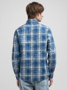 Рубашка из клетчатой джинсовой ткани цвета индиго