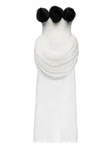 Плиссированное платье с розами Ana Radu, белый